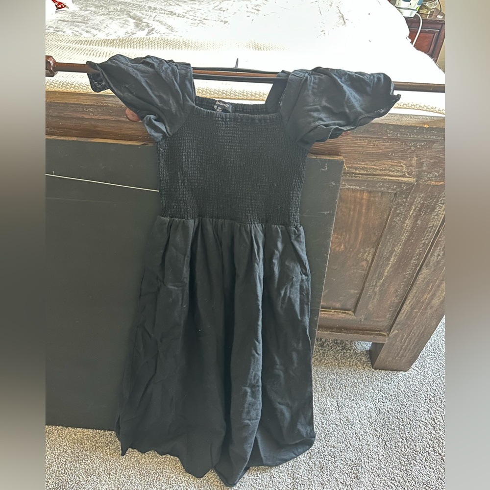 Madewell smocked linen midi dress